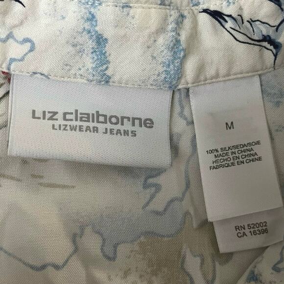 Vintage 90s 100% Silk Button Down Sleeveless Collared Shirt Beach Scene Vacation - Picture 3 of 6